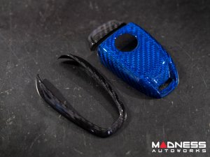 Alfa Romeo Giulia Key Fob Cover  - Carbon Fiber - Blue Candy Main/ Black Accents